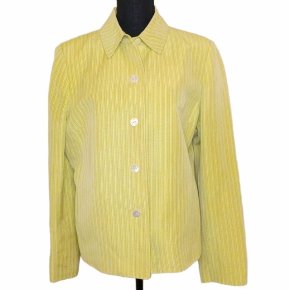 Kate Hill Linen Blend Striped Blazer Jacket Women's Sz 12